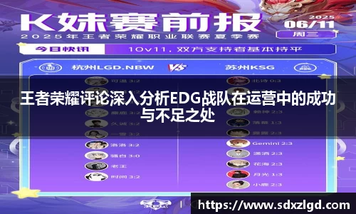 王者荣耀评论深入分析EDG战队在运营中的成功与不足之处